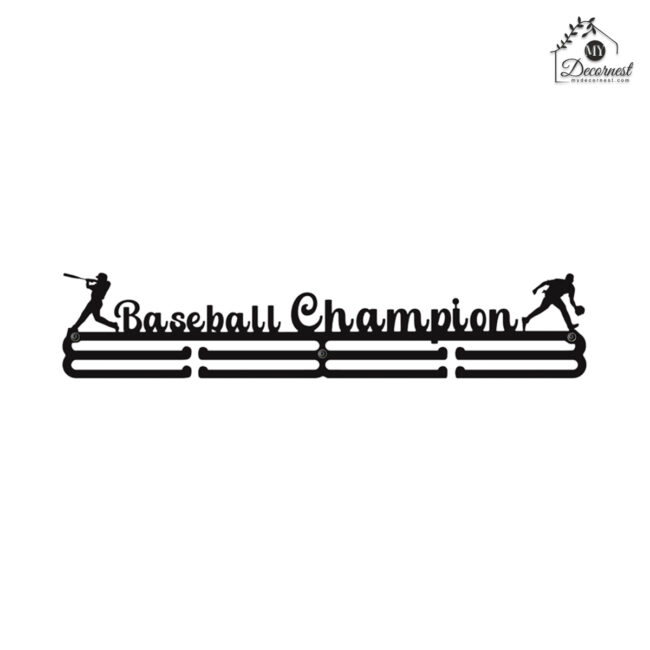 Baseball Champion Medal Hanger | Hangs Up to 60 Medals | Sports Medal Wall Display | Medal Holder | Black Glossy Finish Medal - Image 3