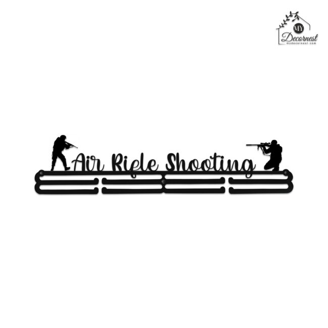 Air Rifle Shooting Medal Hanger | Hangs Up to 60 Medals | Sports Medal Wall Display | Medal Holder | Black Glossy Finish Medal - Image 3