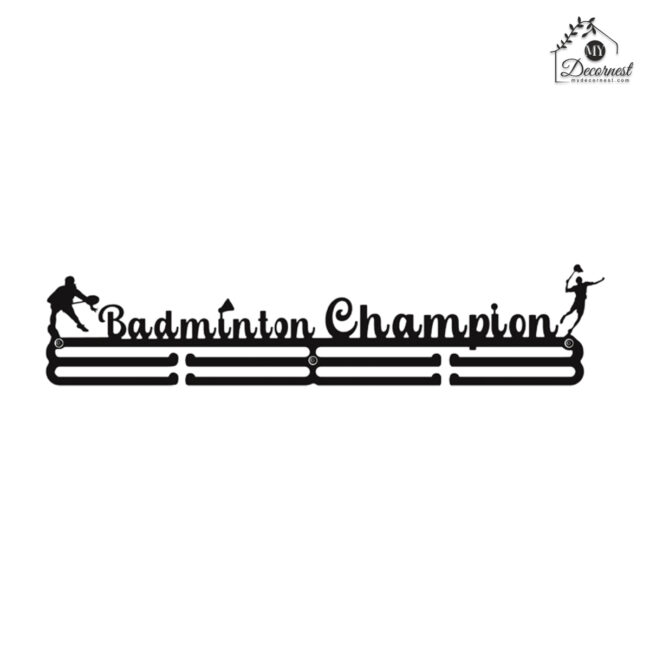 Badminton Champion Medal Hanger | Hangs Up to 60 Medals | Sports Medal Wall Display | Medal Holder | Black Glossy Finish Medal - Image 3