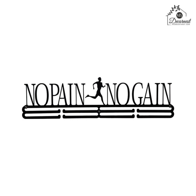 No Pain No Gain Medal Hanger| Hangs Up to 60 Medals  | Sports Medal Wall Display | Medal Holder| Black Glossy Finish Medal - Image 3