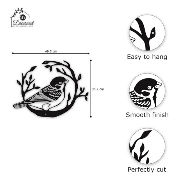 Bird Wall Metal Art | Nature-Inspired Design | Elegant Home & Office Décor | Easy Installation - Image 3