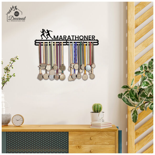 Marathoner Medal Hanger | Hangs Up to 60 Medals | Sports Medal Wall Display | Medal Holder | Black Glossy Finish Medal - Image 5