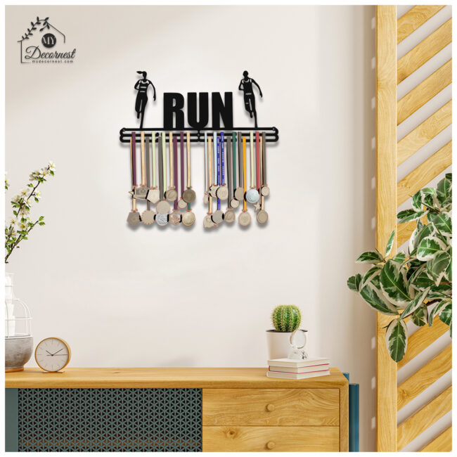 Run Medal Hanger | Hangs Up to 60 Medals | Sports Medal Wall Display | Medal Holder | Black Glossy Finish Medal - Image 5