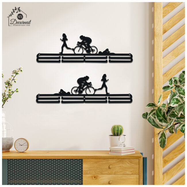 Cycle Running Medal Hanger | Hangs Up to 60 Medals| Sports Medal Wall Display | Medal Holder|  Black Glossy Finish Medal - Image 4