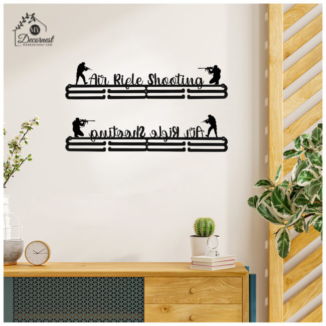 Air Rifle Shooting Medal Hanger | Hangs Up to 60 Medals | Sports Medal Wall Display | Medal Holder | Black Glossy Finish Medal - Image 6