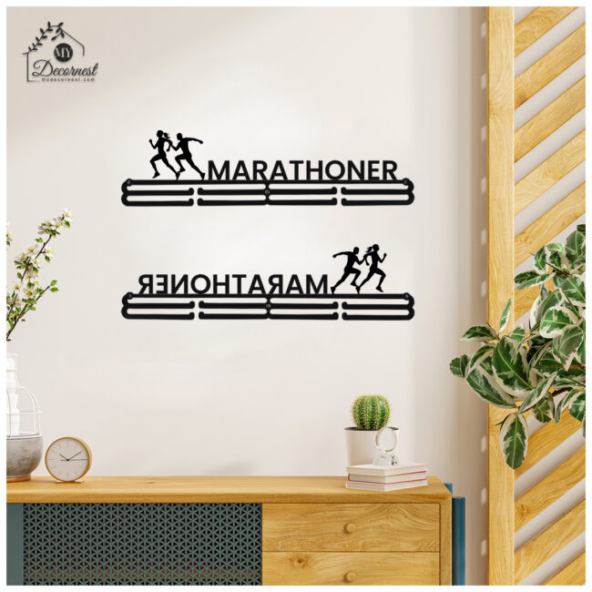 Marathoner Medal Hanger | Hangs Up to 60 Medals | Sports Medal Wall Display | Medal Holder | Black Glossy Finish Medal - Image 4