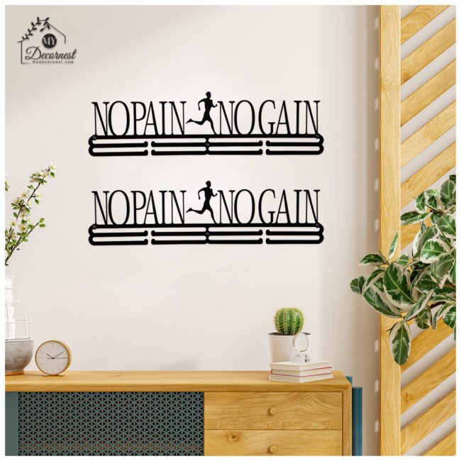 No Pain No Gain Medal Hanger| Hangs Up to 60 Medals  | Sports Medal Wall Display | Medal Holder| Black Glossy Finish Medal - Image 6