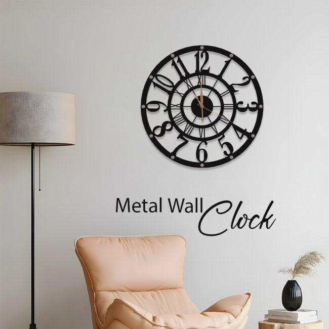 Roman One Metal Wall Clock | Modern Premium | Living Room Bedroom | Home Decor | Analog 40 cm - Image 2