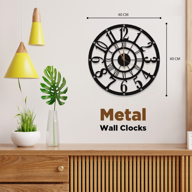 Roman One Metal Wall Clock | Modern Premium | Living Room Bedroom | Home Decor | Analog 40 cm