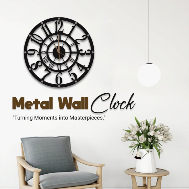 Roman One Metal Wall Clock | Modern Premium | Living Room Bedroom | Home Decor | Analog 40 cm - Image 5