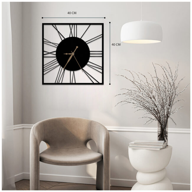 Classic Square Metal Wall Clock | Modern Premium | Living Room Bedroom | Home Decor | Analog 40 cm - Image 2