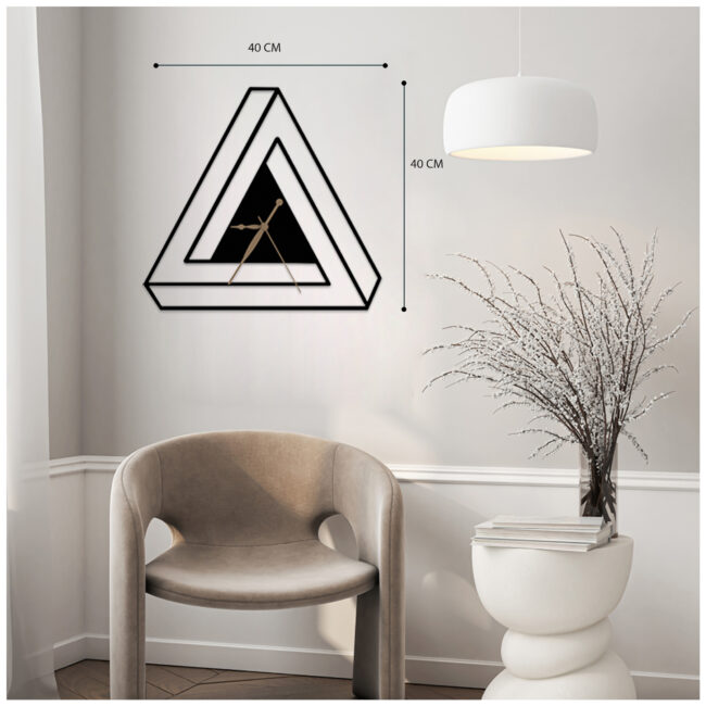 Classic Triangle Metal Wall Clock | Modern Premium | Living Room Bedroom | Home Decor | Analog 40 cm - Image 2