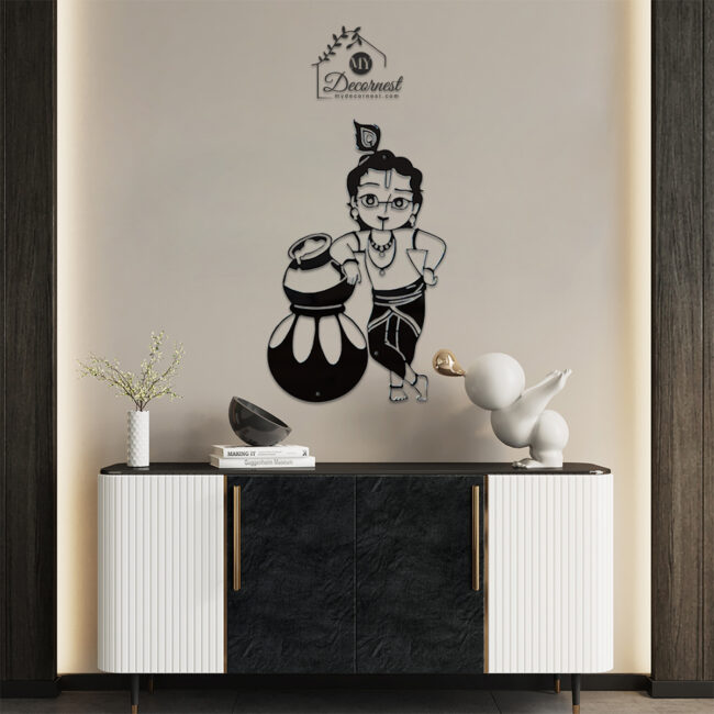 Lord Krishna Wall Art | Divine Spiritual Design | Premium Metal Craft | Elegant Home & Office Décor | Easy Installation - Image 3