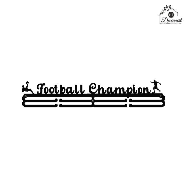 Football Champion Medal Hanger| Hangs Up to 60 Medals | Sports Medal Wall Display | Medal Holder | Black Glossy Finish Medal - Image 3