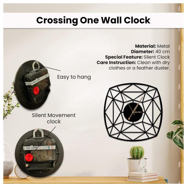 Crossing one Metal Wall Clock | Modern Premium | Living Room Bedroom | Home Decor | Analog 40 cm - Image 3