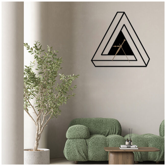 Classic Triangle Metal Wall Clock | Modern Premium | Living Room Bedroom | Home Decor | Analog 40 cm - Image 5